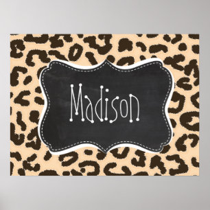 Bisque kleurenluipaard afdrukken; Retro-alkboard Poster