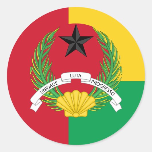 Bissau-Guinese vlag & embleem, Guinee-Bissau Ronde Sticker (Voorkant)