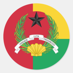 Bissau-Guinese vlag & embleem, Guinee-Bissau Ronde Sticker