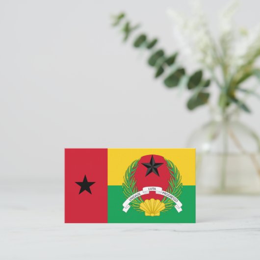 Bissau-Guinese vlag & embleem, Guinee-Bissau Visitekaartje (Staand voorkant)