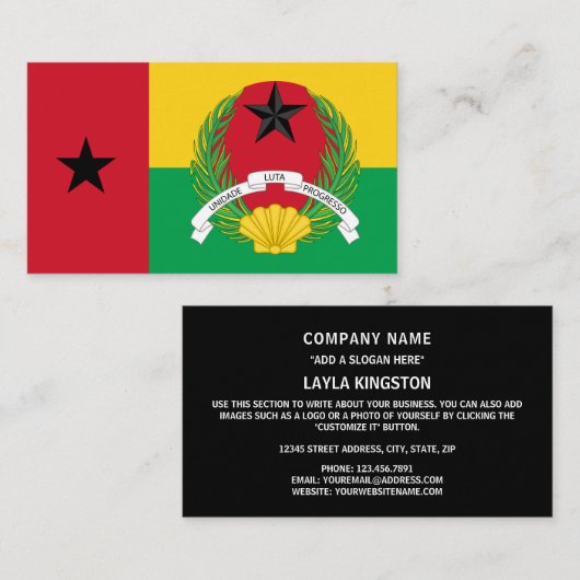 Bissau-Guinese vlag & embleem, Guinee-Bissau Visitekaartje (Voorkant / Achterkant)