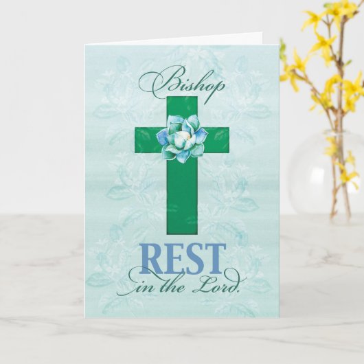 Bisschop beterschap, rust in het Kruis van onze He Kaart (Gele Bloem)