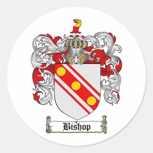 BISSCHOP FAMILIE CREST - BISSCHOP WAPEN RONDE STICKER (Voorkant)