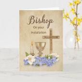 Bisschop Installatie Felicitaties Kruis Kaars Kaart (Gele Bloem)