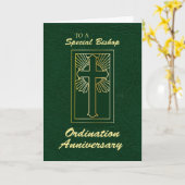 Bisschop Jubileum van Ordination Leather Look Kaart (Gele Bloem)