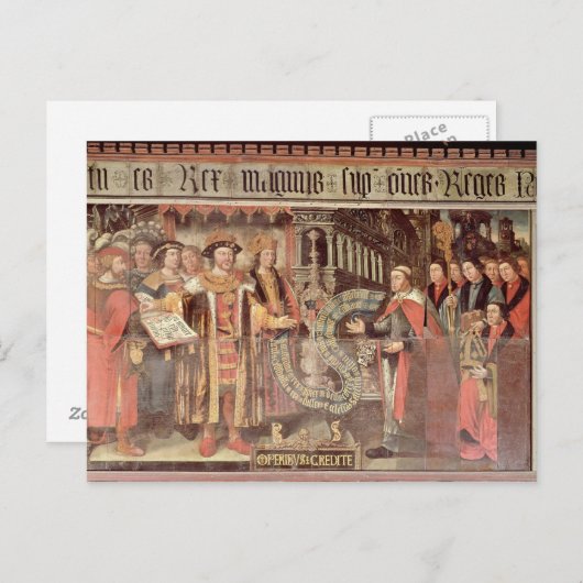 Bisschop Robert Sherburne met Henry VIII Briefkaart (Voorkant / Achterkant)