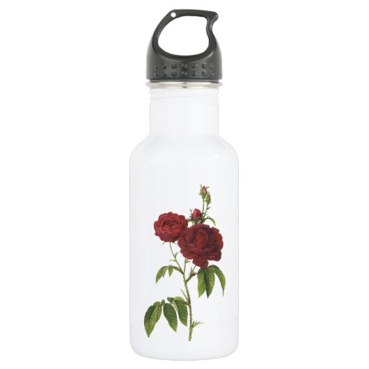 bisschop roos (Rosa gallica) van Redouté Waterfles (Voorkant)
