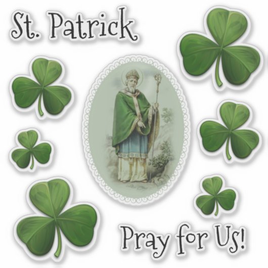 Bisschop St. Patrick Shamrocks Religieus Sticker (Voorkant)