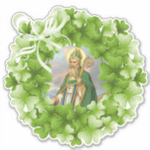 Bisschop St. Patrick Shamrocks Religieus Sticker (Voorkant)