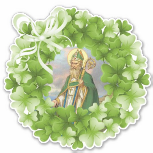 Bisschop St. Patrick Shamrocks Religieus Sticker (Voorkant)
