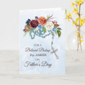 Bisschop vaders dag met rozenkrans kleurrijke bloe kaart (Gele Bloem)