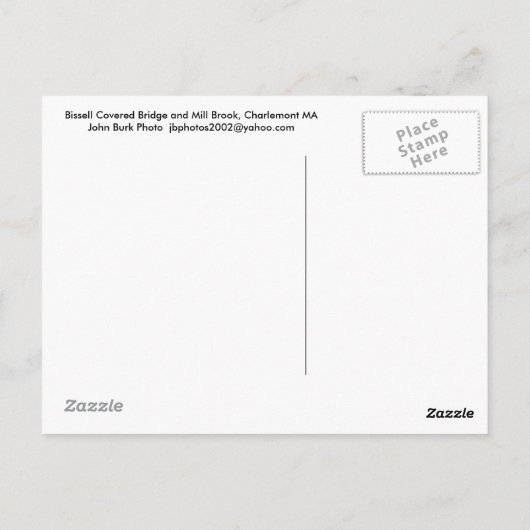 Bissell Covered Bridge Mill Brook Briefkaart (Achterkant)