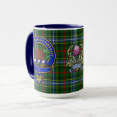 Bisset Clan Badge & Tartan Mok (Voorkant links)