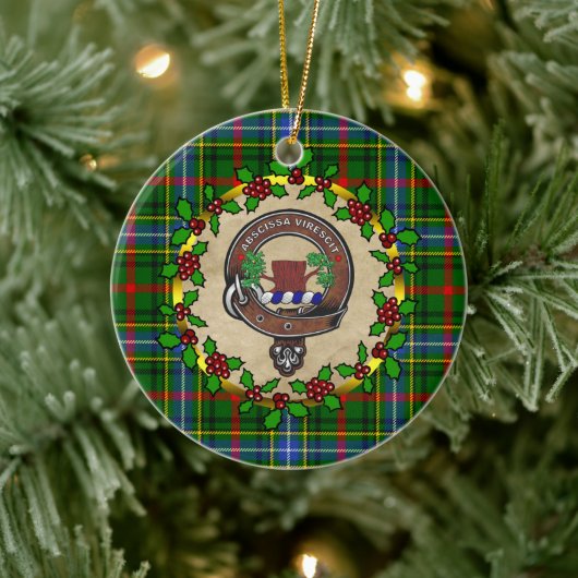 Bisset Clan Badge & Tartan Persoonlijke mas Keramisch Ornament (Boom)