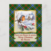 Bisset Crest & Tartan w/Robin Gepersonaliseerd Feestdagenkaart (Voorkant)