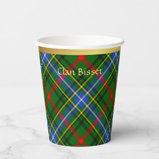 Bisset Gepersonaliseerde Tartan Kerstmis Papieren Bekers (Achterkant)