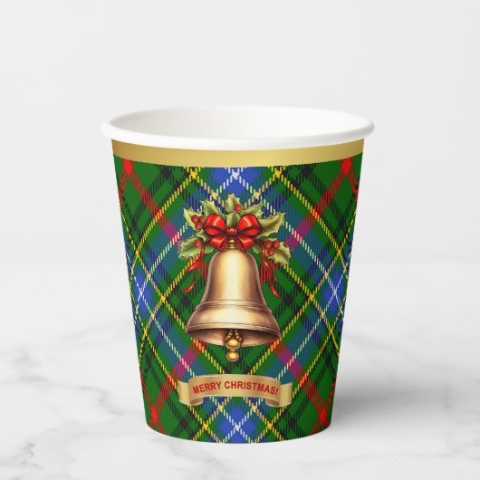 Bisset Gepersonaliseerde Tartan Kerstmis Papieren Bekers (Voorkant)