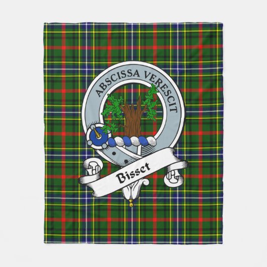 Bisset Pattern Clan Badge Tartan Pset Fleece Deken (Voorkant)