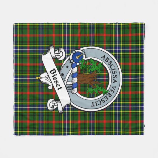 Bisset Pattern Clan Badge Tartan Pset Fleece Deken (Voorkant (Horizontaal))