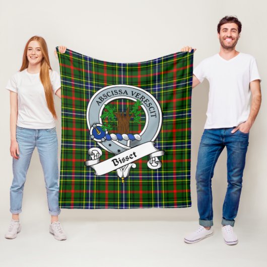 Bisset Pattern Clan Badge Tartan Schotlandse Plaid Fleece Deken (In situ)