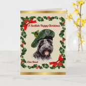 Bisset Scottie Dog Gepersonaliseerde Xmas Kaart (Gele Bloem)