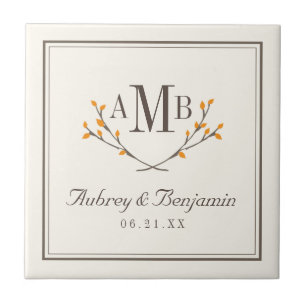 Bissful Branches Monogram Tile Tegeltje