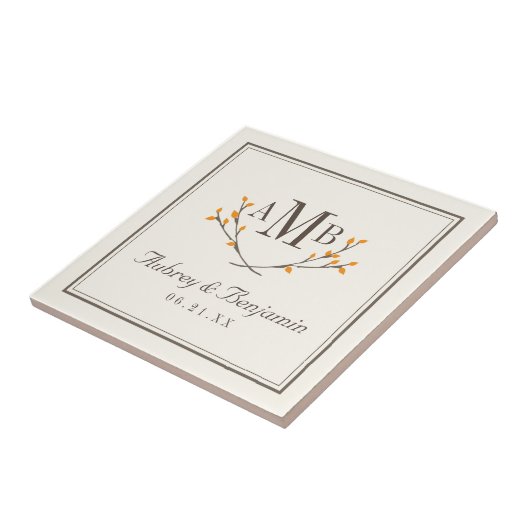 Bissful Branches Monogram Tile Tegeltje (Zijkant)