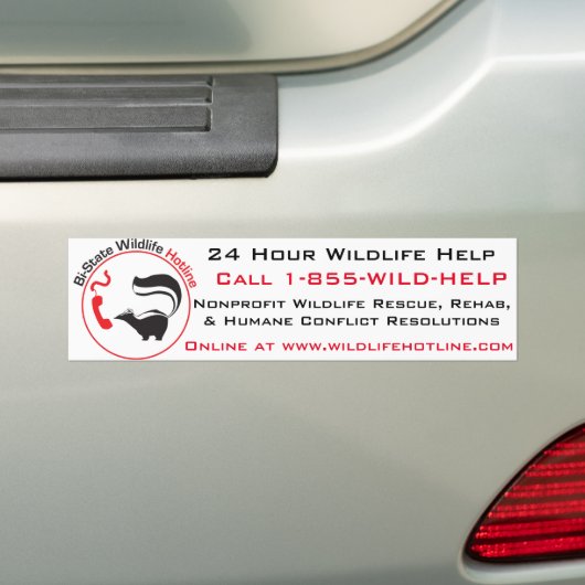 BiState-hotline Bumpersticker voor wilde dieren (Op auto)