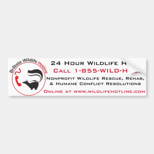 BiState-hotline Bumpersticker voor wilde dieren (Voorkant)