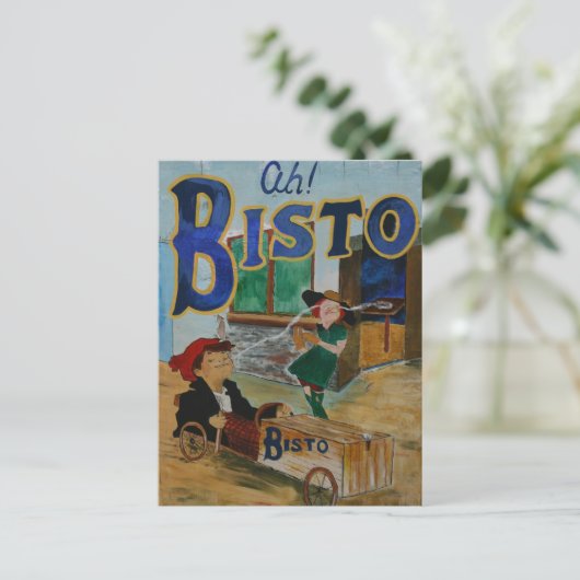 Bisto vintage poster briefkaart (Staand voorkant)