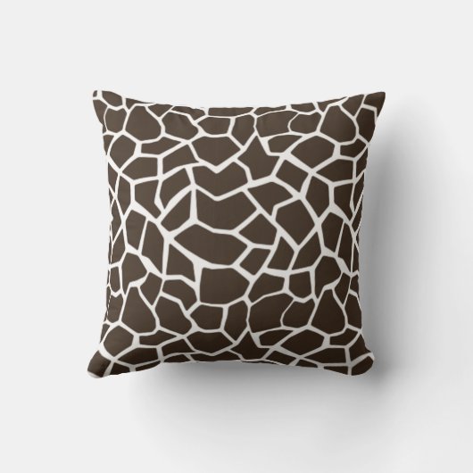 Bistre Brown Giraffe Animal Print Kussen (Achterkant)