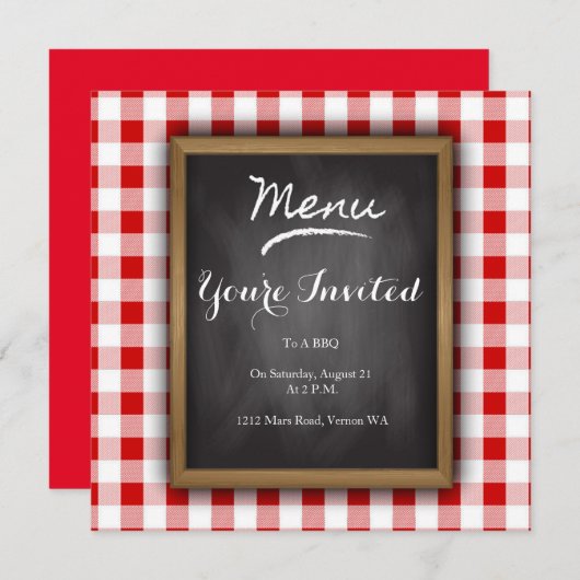 Bistro Chalkboard Party Uitnodiging (Voorkant / Achterkant)