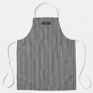 Bistro Foodie Black en White Café Stripe Pattern Schort