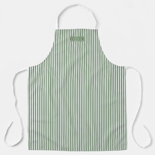 Bistro Foodie Green Ivy Café Stripe Patroon Schort (Voorkant)