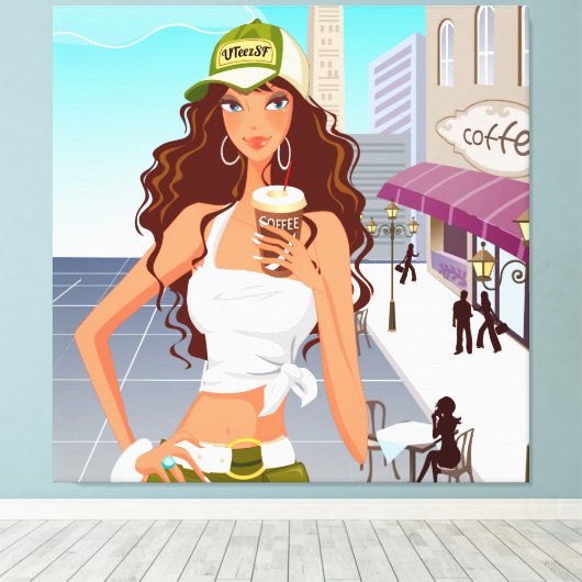 Bistro Girl Wrapped Canvas (Insitu (Houten vloer))