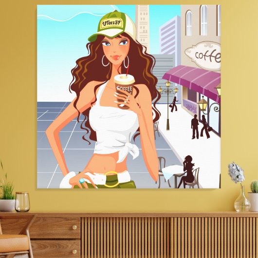 Bistro Girl Wrapped Canvas (Insitu (Woonkamer))