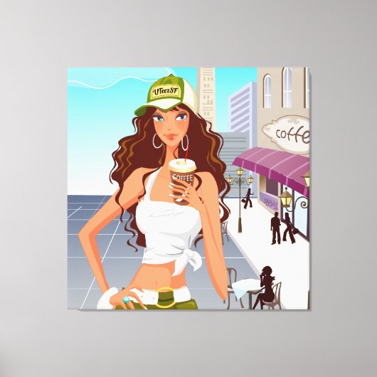 Bistro Girl Wrapped Canvas Afdruk (Voorkant)