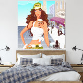 Bistro Girl Wrapped Canvas Afdruk (Insitu (Slaapkamer))