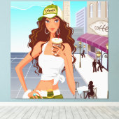 Bistro Girl Wrapped Canvas Afdruk (Insitu (Houten vloer))
