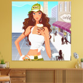 Bistro Girl Wrapped Canvas Afdruk (Insitu (Woonkamer))