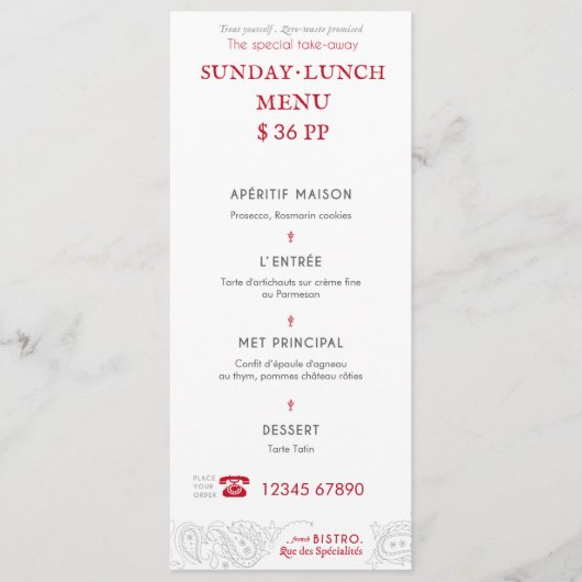 Bistro-menukaart Menu (Voorkant)