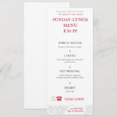 Bistro-menukaart Menu (Voorkant / Achterkant)