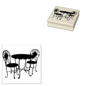 Bistro Patio Furniture Silhouette Original Art Rubberstempel (Gestempeld)