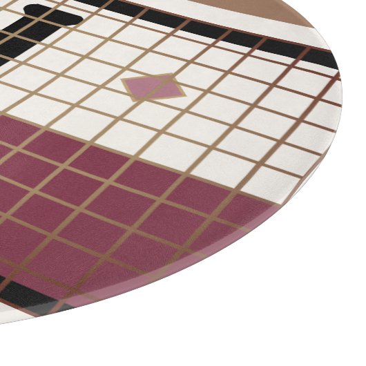  Bistro Tegel Cranberry en Gold Monogram Snijplank (Hoek)