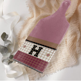  Bistro Tegel Cranberry en Gold Monogram Snijplank