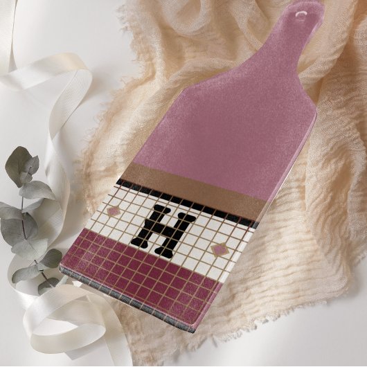 Bistro Tegel Cranberry en Gold Monogram Snijplank