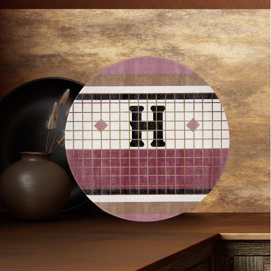 Bistro Tegel Cranberry en Gold Monogram Snijplank