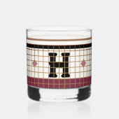  Bistro Tegel Cranberry en Gold Monogram Whisky Glas (Voorkant)