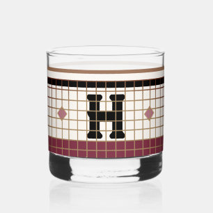  Bistro Tegel Cranberry en Gold Monogram Whisky Glas