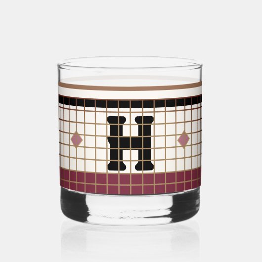 Bistro Tegel Cranberry en Gold Monogram Whisky Glas (Achterkant)